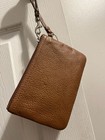Coach Small Corner Zip Wristlet In Brown Pebbled Leather