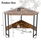 Triangle Corner Computer Desk Workstation W  Usb Ports  Power Outlet For Office