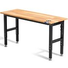 Heavy-duty 48 x22  60  x24  Adjustable Workbench Rubber Wood Top W power Outlets