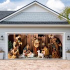 1pc 13x6ft Birth Of Jesus Garage Door Banner Decorations Holy Nativity 