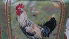 Vintage French Country Farm Needlepoint Pillow W Down Insert 24  X 18  Rooster