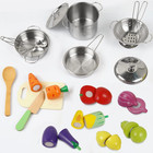 Play Kitchen Accessories  Wooden Play Food  Cooking Set With Stainless Steel Coo