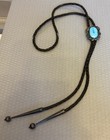Native American Sterling Silver Turquoise Bolo Necktie Sky Blue Matrix Stone Vtg
