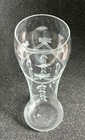 Antique Hand Blown Glass Corset Vase 9 5     engraved Bunting And Willow Leaves