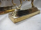 Antique Brass   Cast Iron Good Weight Pair Fire Dogs   Scrollwork Good Design