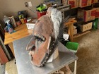 Large Primitive Tribal Mask Papua New Guinea Shells Feathers Wood Vintage