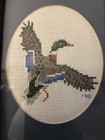 Cross Stitch Mallard Duck  Wood Frame  8x6  Vintage