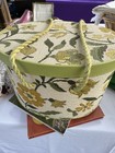Vintage Oval Floral Fabric-covered Sewing Box