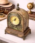 Vintage Musical Travel Mantel Clock Battery Operated Chime Gold Decorative Desk