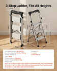 3 Step Ladder  Folding Step Stool With Wide Anti-slip Pedal And Comfort Handgrip