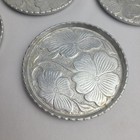 Vintage Set Of 6 Hammered Aluminum Coaster Set Dogwood Floral Design Mcm Decor 