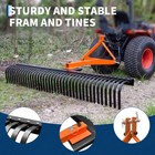 6 Ft Landscape Rake  3 Point Rock Rake For Cat 1 2 Tractors With 37 Steel Tines
