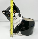 Cat Planter Nina Lyman Black   White Tuxedo Boho Cottage Garden Signed Chips