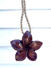 Genuine Koa Wood Hawaiian Jewelry Flower Hibiscus Pendant Choker necklace  45071