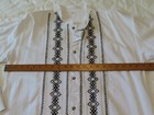 Mexican Men  Wedding Guayabera Shirt Long Sleeve Elegant Black Embroidery Size M