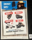 Vintage Original 1949 Smokey The Bear Waxed Cardboard Poster  smokey Says   a 