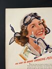 1941 Vintage Print Ad Chesterfield Cigarettes Female Pilot Aviator Smoking Ww2