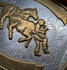 Vintage Western Belt Buckle German Silver Bronze Rodeo Cowboy Trophy Engraved