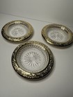 3 Vintage  Crystal Drink Coasters 24k Gold Plated Candy Dish