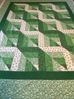 Quilt Top-greens   White  54    X 62     Bed  Sofa  Table  Decor Pieced  U s a 
