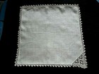 True Vtg linen wedding Hanky crochet Lace white On White ex Cond unused 