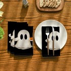 Horaldaily Halloween Cloth Napkins  Dots Pumpkin 18  X  set Of 4   Black