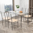 Giantex 5 Piece Dining Table Set  Kitchen Dining Set With Tempered Glass Table T