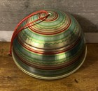 Vintage Crate   Barrel Large Oversized Christmas Striped Ornament Tin