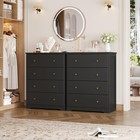 4 Drawer Dresser Chest Wood Storage Cabinet Black Living Room Hallway