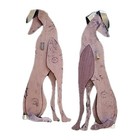 1961 Masketeers Inc Mcm Greyhound Dogs Read Teak Wood Brass 27 x11  Wall Decor