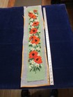 Completed Needlepoint Floral Red Poppies White Daisies 34x6  Unframed Vtg Zz8