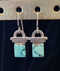 Vintage Handcrafted Sterling Silver   Turquoise Dangle Earrings-signed