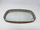 Mcm Hollywood Regency Style Vanity Tray Ornate Mirror Gold Brass Filigree 14 