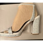 Franco Sarto L Daffy 2 Silver Rhinestone Open Toe Shoes Size 9 M Nwib