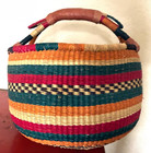 Nwt Handwoven Large Market Basket Women s Collective Ghana Leather Handle