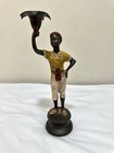 Vintage Metallic  bronze  Blackamoor Candleholder Figurine 10 5 