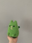 Green Crochet Stuffed Animal Striped Tail Handmade Plush Toy Small Amigurumi