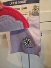 Life Is Good Flower Dog Pet Towel Microfiber  And Grooming Mitt Set Purple Nwt