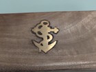 Vintage Wooden Trinket Box With Brass Anchor Inlay Nautical Design - 5x2 Inches 
