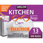 Kirkland Signature Flex-tech 13 Gallon Kitchen Trash Garbage Bags 200-count