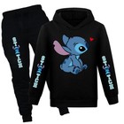 Girls Hoodies Lilo And Stitch Kids Clothes Set Blue Casual Cartoon Sweatshirts  