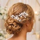Bride Wedding Hair Pins Bridal Flower Hair Pieces Crystal Hair Accessories Pe   