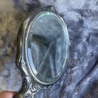 Antique 1900s Silver Plated Hand Mirror Floral Motif