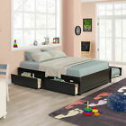 Full Size Bed Frame Platform Bed With Trundle Wood Bed W  2 Drawers Bedroom