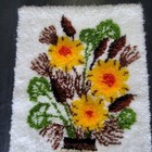 Latchhook Flower Pot Vase Shag Rug Wall Hanging Yarn Art 34  X 24  Mcm Boho Vtg