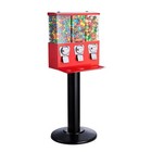 Triple Bin Gumball Machine W  Stand Vending Coin Vintage Candy Dispenser Red New