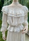 Antique Edwardian Ivory Cotton 2 Pc Dress W  Lace Ruffles 5 Day Auction
