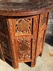     quality Antique Anglo Indian Carved Folding Side Table Decorative Brass Inlay