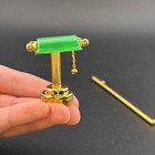 1 12 Scale Miniature Brass Cgreen Desk Table Lamp Dollhouse Touchless Light