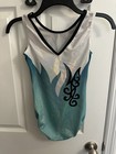Gk Gymnastics Leotard Size Adult Small Teal Black Green Shimmer Foil